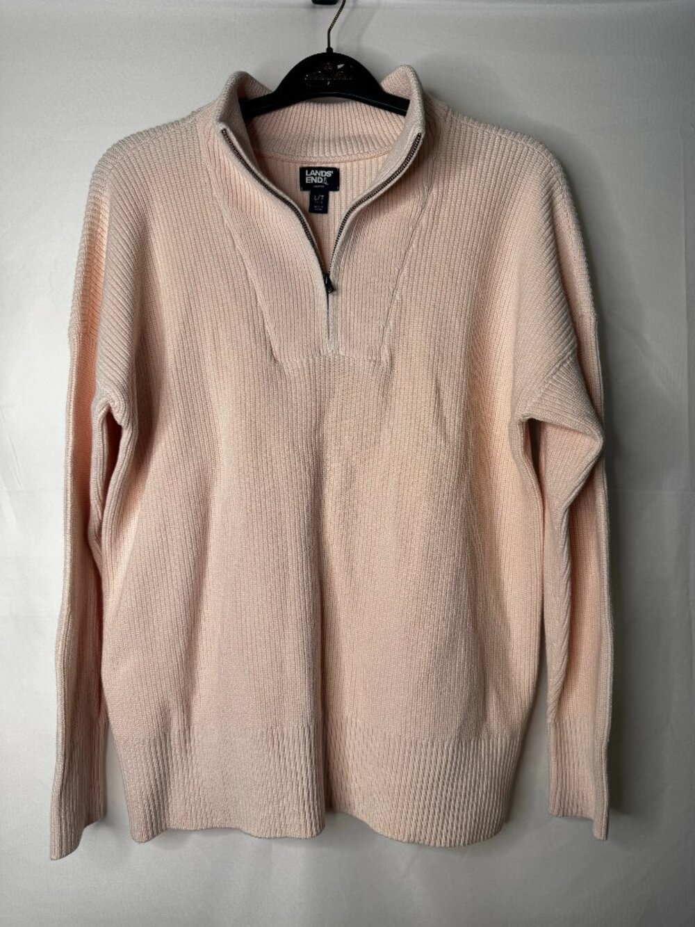 Lands' End Drifter Tall Quarter Zip Sweater Pale Petal L/T 1X/T NWOT Sample